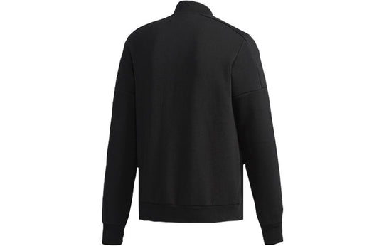 adidas Solid Color Casual Sports Knit Zipper Jacket Black DW4625 ...