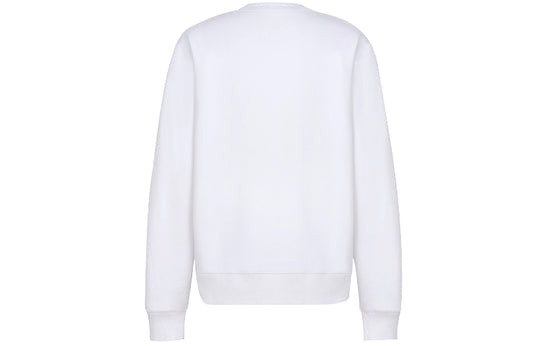 Men's DIOR SS22 Cotton Fleece Material Loose Long Sleeves White 213J687A0531-C001