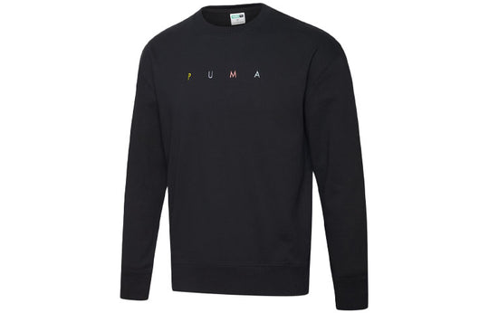 Men's PUMA Fierce Back Printing Sports Round Neck Pullover Black 579096-01