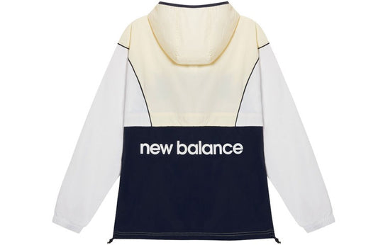 New Balance Unisex Embroidery Logo Color Contrast Hooded Jacket Coat White AMJ11500-CYW