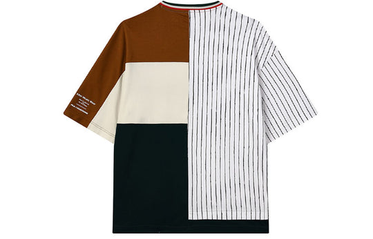 FILA x MIHARA YASUHIRO/ Crossover Stripe Splicing Contrasting Colors Round Neck Loose Short Sleeve Colorblock F11M133104F-BG