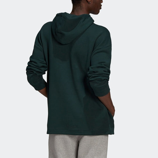 Men's adidas originals Logo Embroidered Solid Color Pullover Dark Green H11446