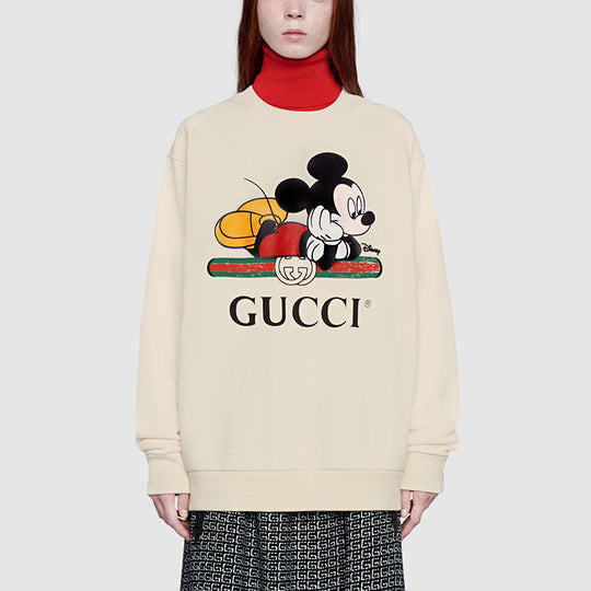 (WMNS) GUCCI x Disney Co-Branded Oversized Mickey Mouse Pattern Sweater For Beige 469250-XJB8C-9230
