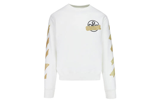 Long KICKS Sleeve Tape Logo Mens Tap Arrows Sweater Round OMB Neck OFF-WHITE - CREW