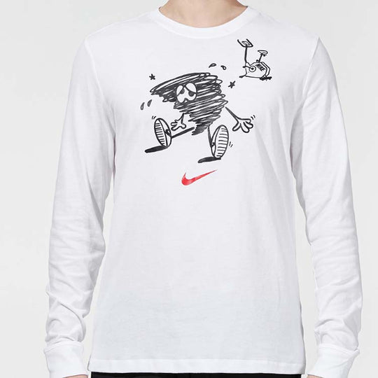 Men's Nike Training Athleisure Casual Sports Long Sleeves Round Neck White T-Shirt DM5693-100