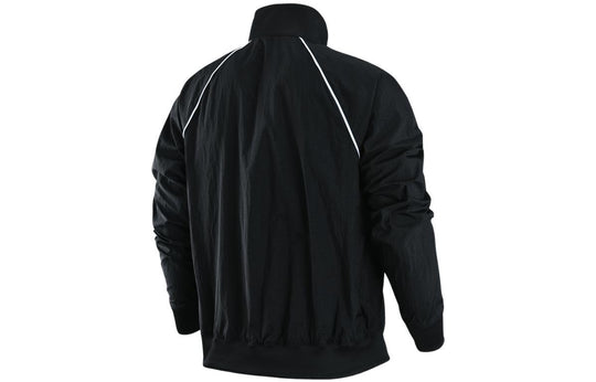 Men's Nike NBA Brooklyn Nets Logo Printing Zipper Stand Collar Jacket Autumn Black DH9118-010
