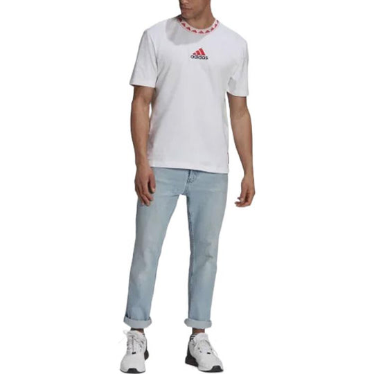 adidas Logo Round Neck Pullover Sports Short Sleeve Bayern Munich White GR0691