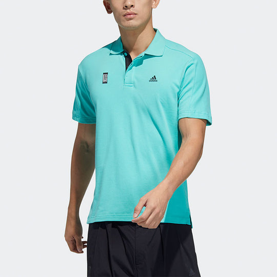 adidas Series Logo Solid Color Short Sleeve Polo Shirt Green GP0826