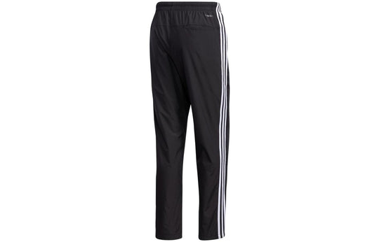 adidas Side three stripes Elastic Waistband Straight Casual Sports Pants Men's Black GE0428