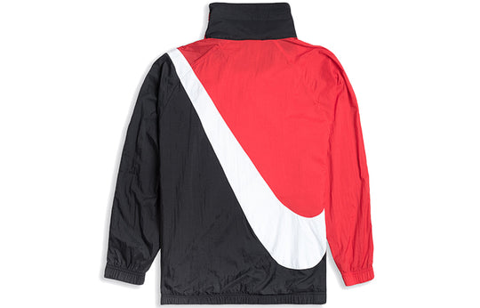 Nike Sportswear Woven Swoosh Jacket Logo Blackred BV3685-010-KICKS CREW