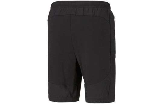 Puma Solid Color Knit Logo Athleisure Casual Sports Shorts Black 585868-01 Shorts - KICKSCREW