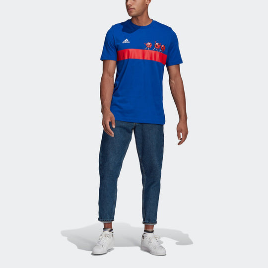 adidas Lil Dna Gfx T M Soccer/Football Training Colorblock Sports Printing Short Sleeve Blue GN6890