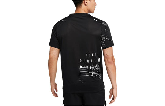 Nike Running Training T-shirt 'Black White' DQ6546-010