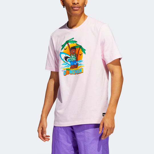 Men's adidas x Lego Don Besch Basketball Sports Round Neck Short Sleeve Clear Pink T-Shirt HE2573