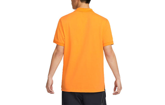 Men's Nike Sportswear Solid Color Lapel Short Sleeve Orange Yellow Polo Shirt CJ4457-886