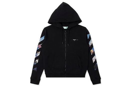 Men's OFF-WHITE Painting Printing Arrow Pattern Zipper Classic Black OMBE001G20FLE0011088