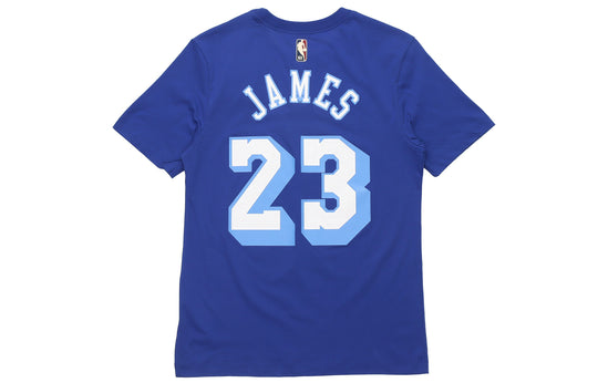 Nike Classic Edition Los Angeles Lakers LeBron James No. 23 Basketball Round Neck Short Sleeve Blue CT9915-495