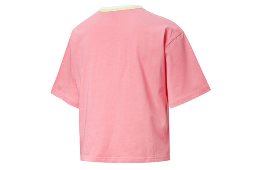 (WMNS) PUMA Celebration Style Tee Multi-Color Round Neck Short Sleeve Pink 586043-14