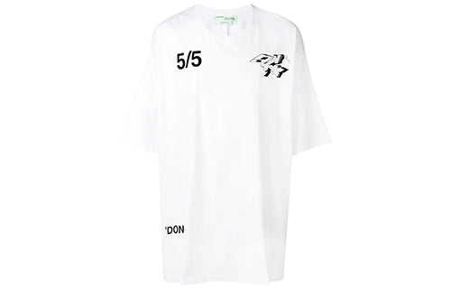 OFF-WHITE SS19 5/5 Virgil Abloh White 5 T Oversize OMAA066S191850140188 T-shirts - KICKSCREW