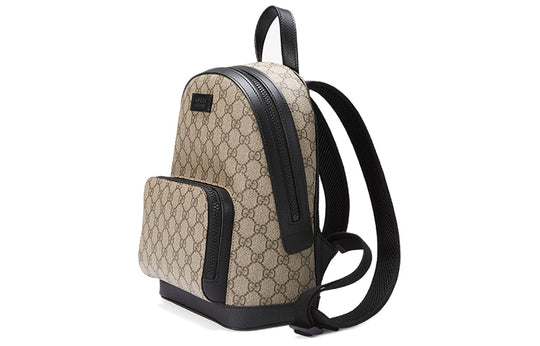 GUCCI GG Supreme Small Backpack Leather Beige Black 429020 -USED