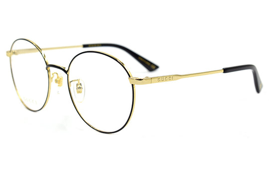 Gucci Metallic Series Business Version Optical Glasses Frame Circular Black Gold GG0862OA-001