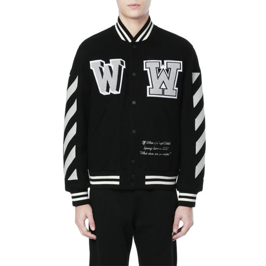 OFF-WHITE SS21 Alphabet Printing Long Sleeves Jacket Black OMEA267R21FAB0011001