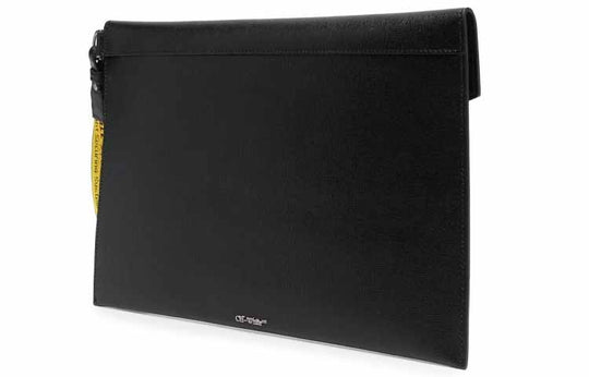 OFF-WHITE Leather Envelop Handhold Bag Unisex BlackWhite OMNM008S21LEA0011001
