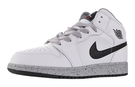 (GS) Air Jordan 1 Retro Mid 'White Cement' 554725-115 Big Kids Basketball Shoes  -  KICKS CREW