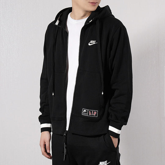 Nike Alphabet hooded Zipper Fleece Jacket Black AR1816-010