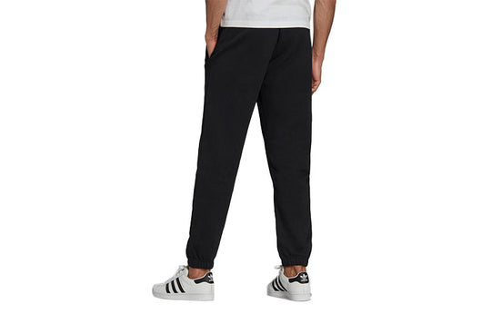 Men's adidas originals Logo Pattern Printing Bundle Feet Mid Waist Casual Sports Pants/Trousers/Joggers Black H13468