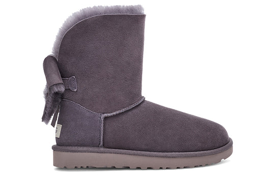 (WMNS) UGG Classic Short Cuffed Bow Fleece Lined Purple Gray 1112501-NHT