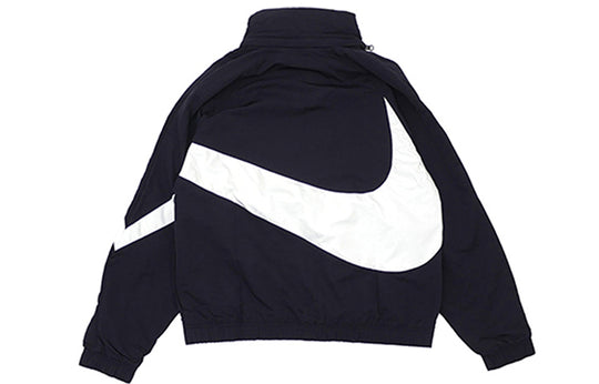 Men's Nike Half Zipper Big Swoosh Jacket Us Edition Black AJ1404-010