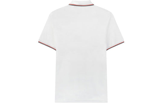 FILA Logo Solid Color Sports Short Sleeve Knitted Polo Shirt For Men White F11M021121G-WT