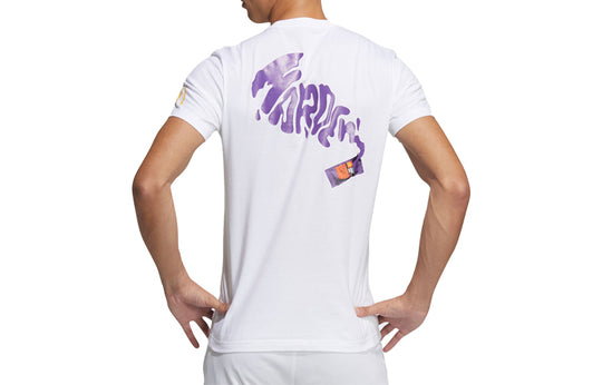 Men's adidas Harden Sauce James Harden Short Sleeve White T-Shirt GM4058