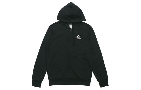 adidas Logo hooded Zipper Athleisure Casual Sports Knit Jacket Black G ...