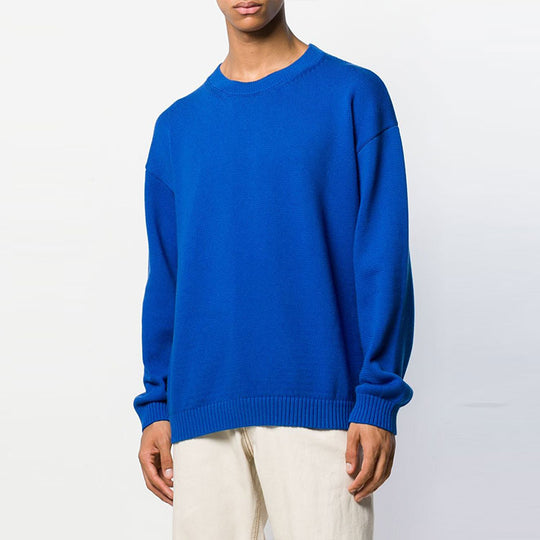 Men's KENZO Solid Color Round Neck Long Sleeves Pullover Blue F965PU2043BA-70