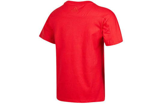 (WMNS) adidas Printing Logo Round Neck Short Sleeve Red HC2807