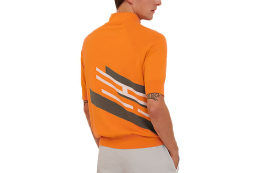 Men's HERMES SS21 H en Course Casual Sports Round Neck Short Sleeve Polo Shirt Orange H157130HA30
