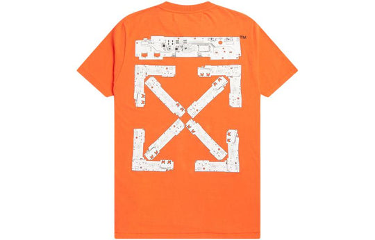 Men's Off-White x Teenage Engineering Crossover SS22 Logo Printing Round Neck Short Sleeve Orange T-Shirt OMAA027T22JER0012001