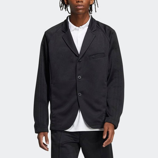 Men's adidas Solid Color Long Sleeves Jacket Black H64626