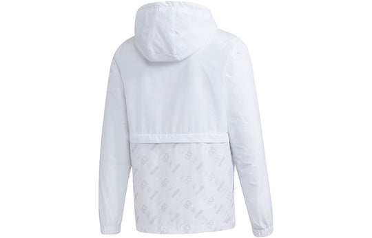 adidas neo M Brlv Wb 2 logo Printing Splicing Windproof hooded track Jacket White GK1512