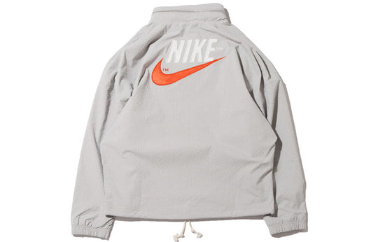 Men's Nike Sportswear Alphabet Logo Woven Jacket Light Mineral Gray DM ...