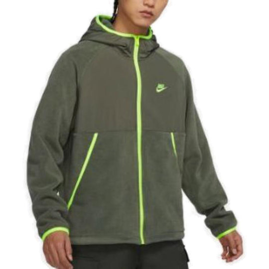 Nike Sportswear Full-length zipper Cardigan hooded Fleece Lined logo Jacket Green DM1220-380