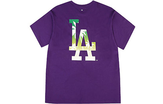 MLB Los Angeles Dodgers Logo Printing Round Neck Short Sleeve Unisex Purple 31TSLB931-07C