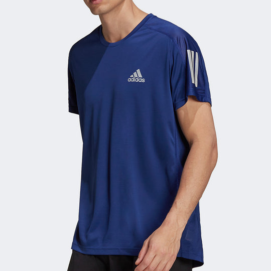 adidas Leisure Fitness Training Crewneck Sports Short Sleeve Men's Blue H34494