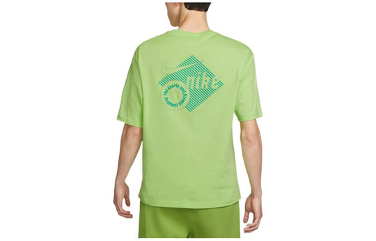 Men's Nike Logo Pattern Printing Round Neck Short Sleeve Green T-Shirt DX3514-360