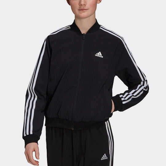 (WMNS) adidas Stripe Splicing Sports Training Long Sleeves Jacket Black GS1352