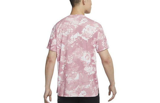 Men's Nike Pro Dri-FIT Logo Printing Round Neck Quick Dry Short Sleeve Pink T-Shirt DQ5422-698