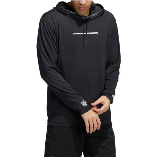 adidas Solid Color Alphabet Hooded Long Sleeves Hoodie Men's Black HI1383