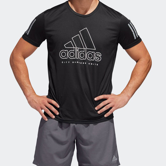 Men's adidas Running Sports Fashion Short Sleeve Black T-Shirt DQ1986